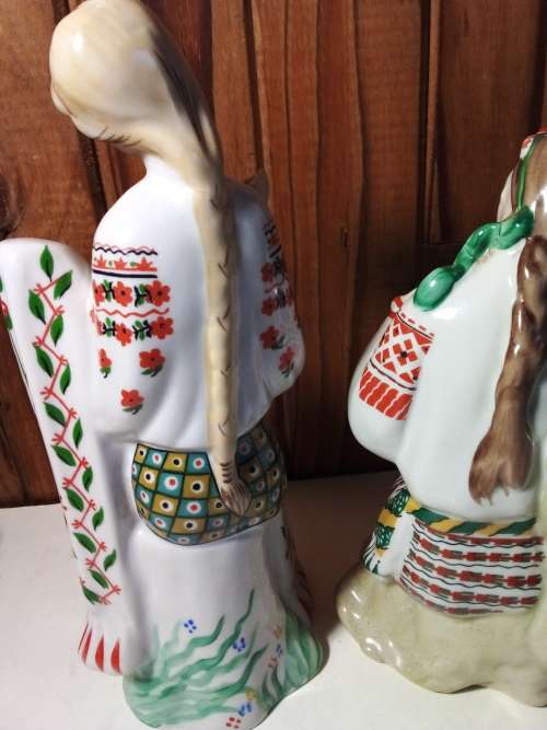 Pair of Ukranian Ladies Doing Needlework Figurines