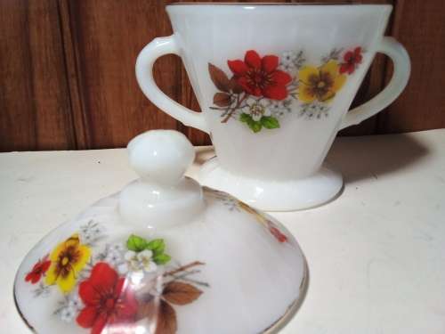 Milk Glass Container with Lid
