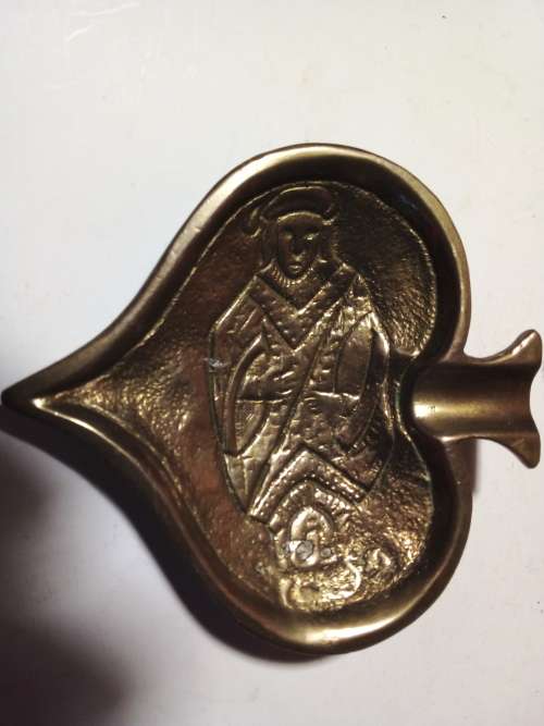 Small Brass Queen of Hearts (As in Playing Cards) Ashtray