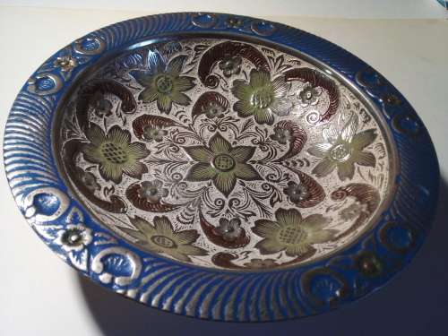 Solid Metal Bowl with Floral Design