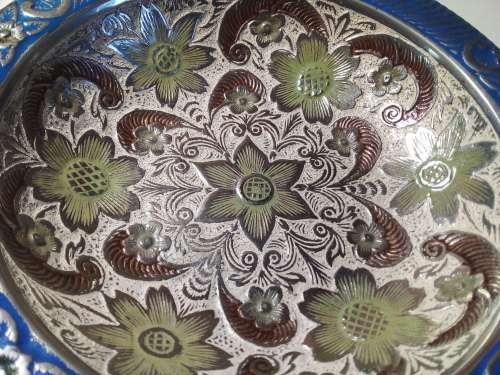 Solid Metal Bowl with Floral Design