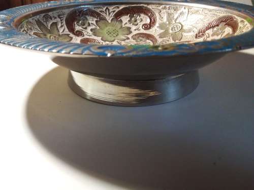 Solid Metal Bowl with Floral Design