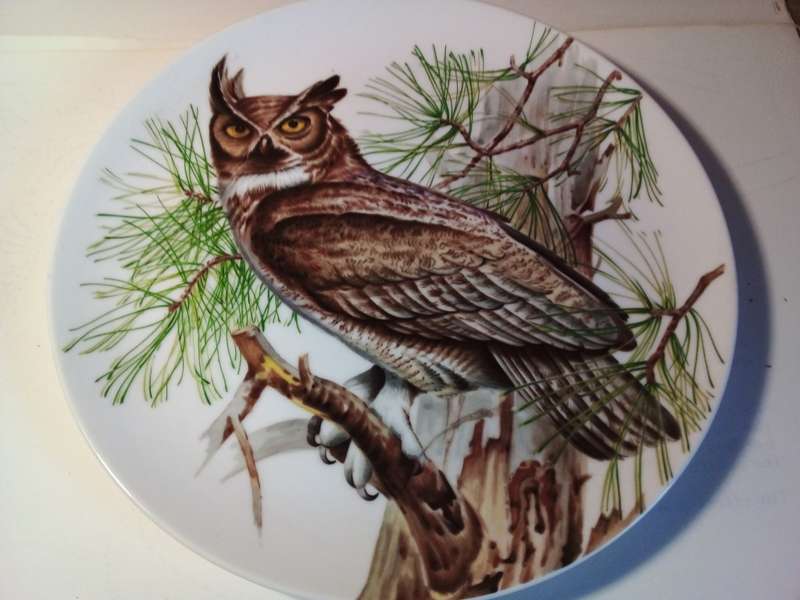 Owl Design Plate with Imperial Imari Sticker