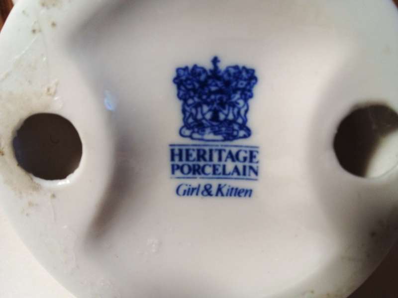Heritage Porcelain `Girl & Kitten` Ornament