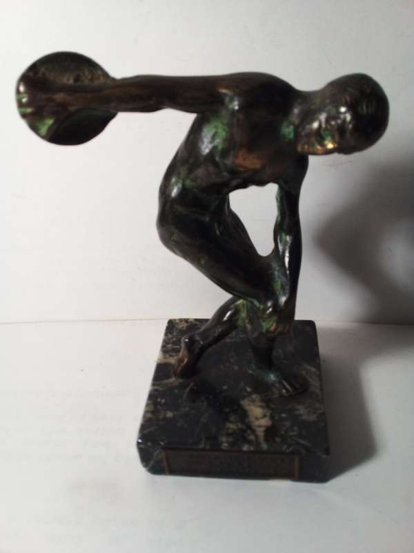 Bronze Discus Thrower Myronos Greece Statue on Marble Base (SP035)