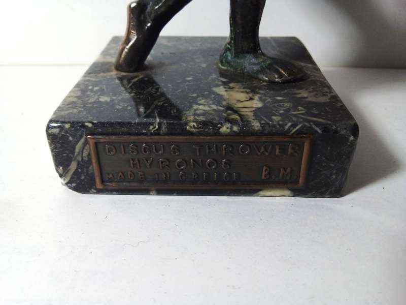Bronze Discus Thrower Myronos Greece Statue on Marble Base (SP035)