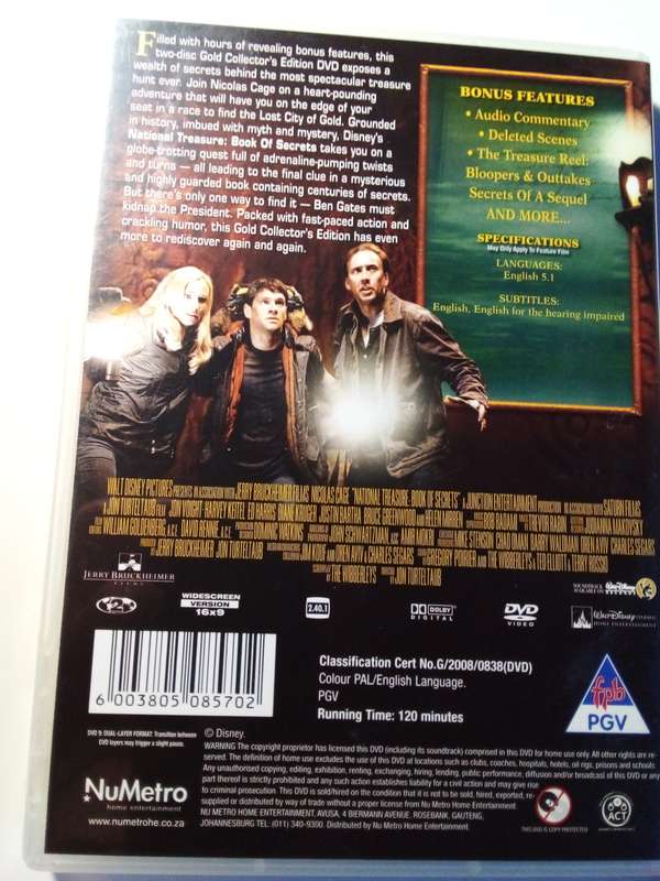 National Treasure 2 Book of Secrets DVD (SP124)