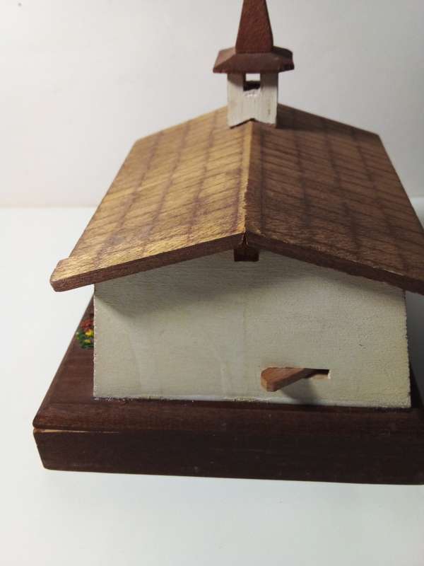 Vintage Musical Wooden Church Model from Switzerland