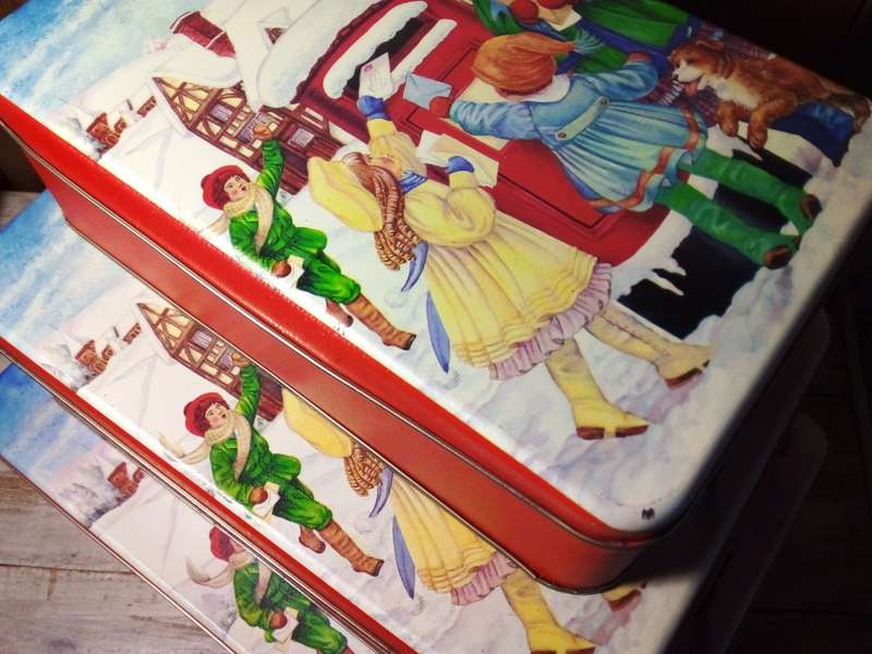 Set of Three Small to Large Christmas Theme Tins