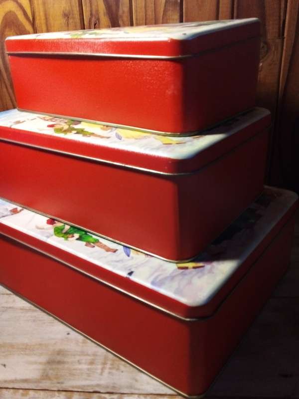 Set of Three Small to Large Christmas Theme Tins