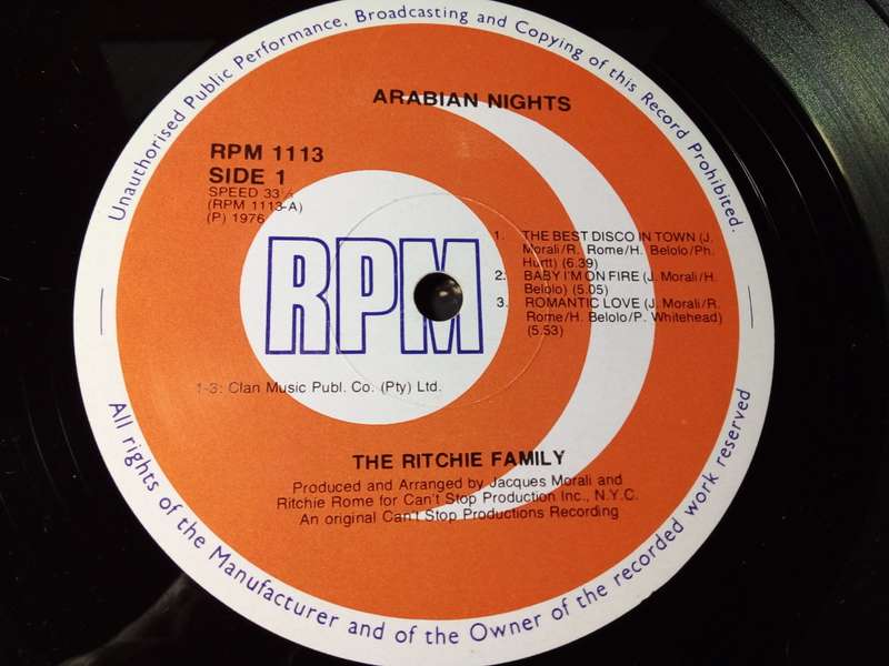 The Ritchie Family - Arabian Nights Vinyl LP 1976