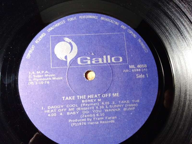 Boney M - Take The Heat Off Me Vinyl LP 1976