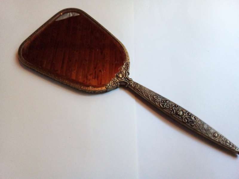 Vintage Decorative Metal Make-up Mirror
