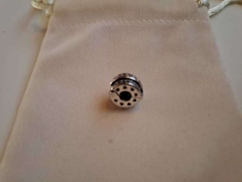 Sterling Silver `Forever` Charm Clip with Blue Zirconias