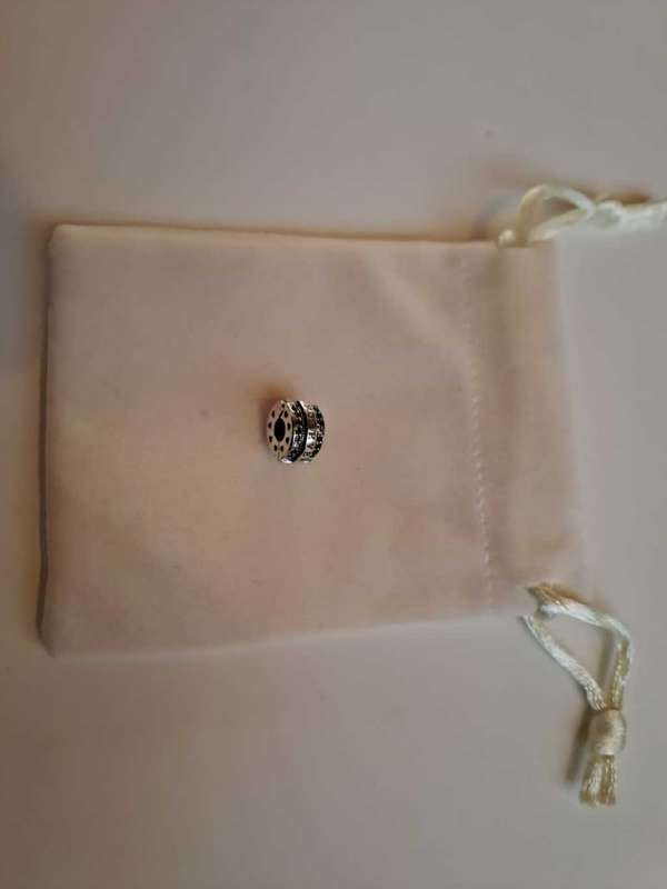 Sterling Silver `Forever` Charm Clip with Blue Zirconias