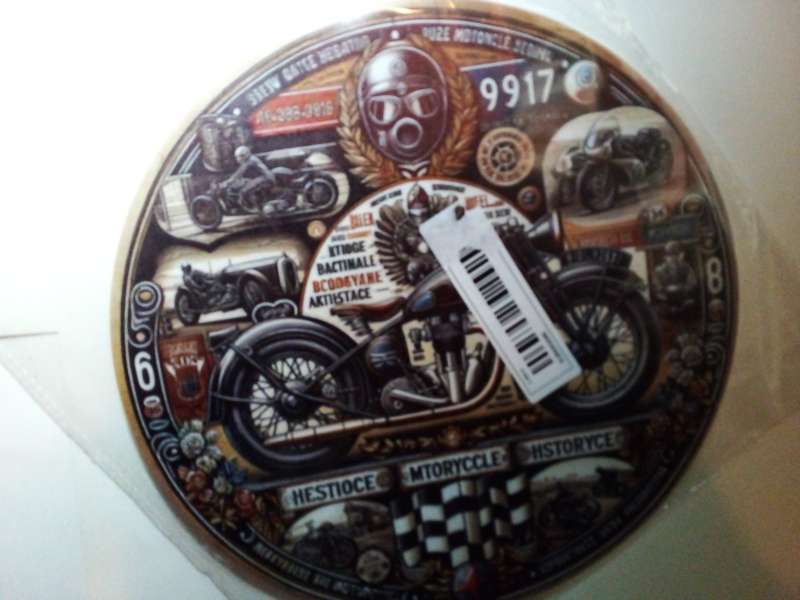Circular Tin Metal Historic Motorcycles Sign