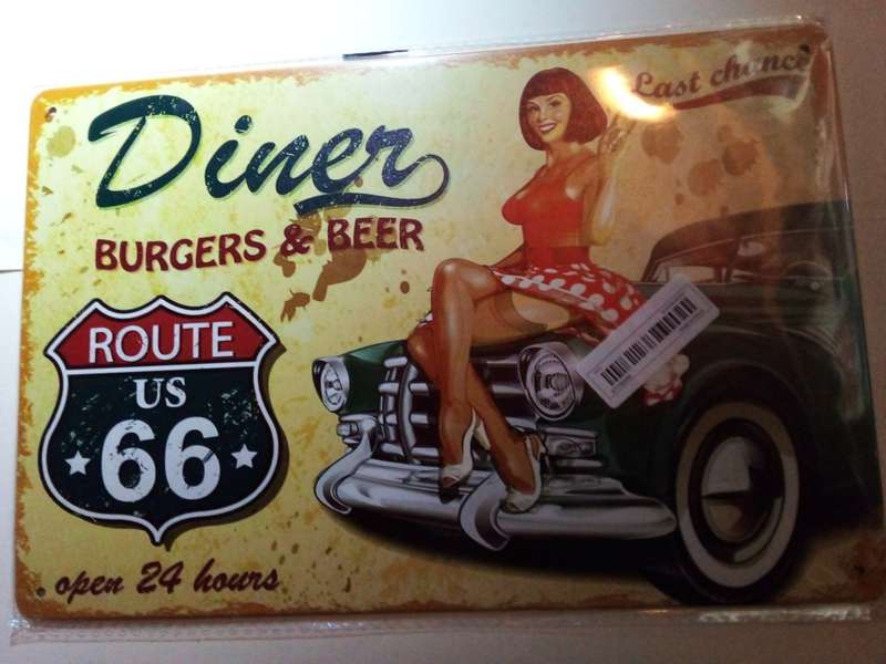 Tin Metal Route 66 Sign