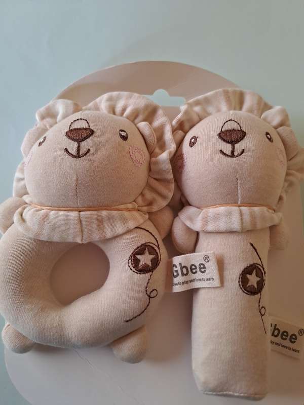 Set of 2 Sun Lion Baby Rattles