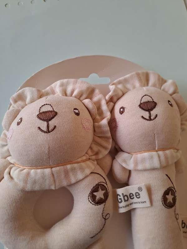 Set of 2 Sun Lion Baby Rattles