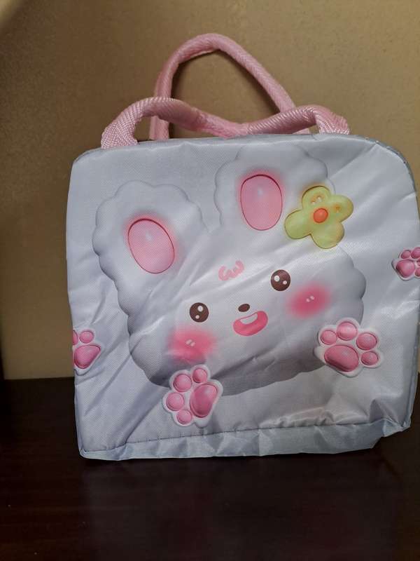 Lunch Bag for Kids with insulation  White and Pink Bunny
