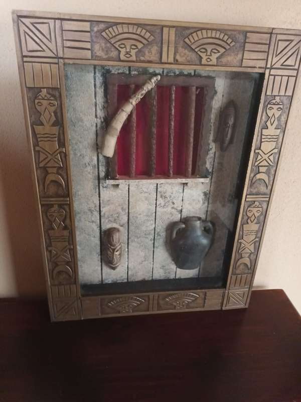 Box Frame with Three Dimensional Tribal Art