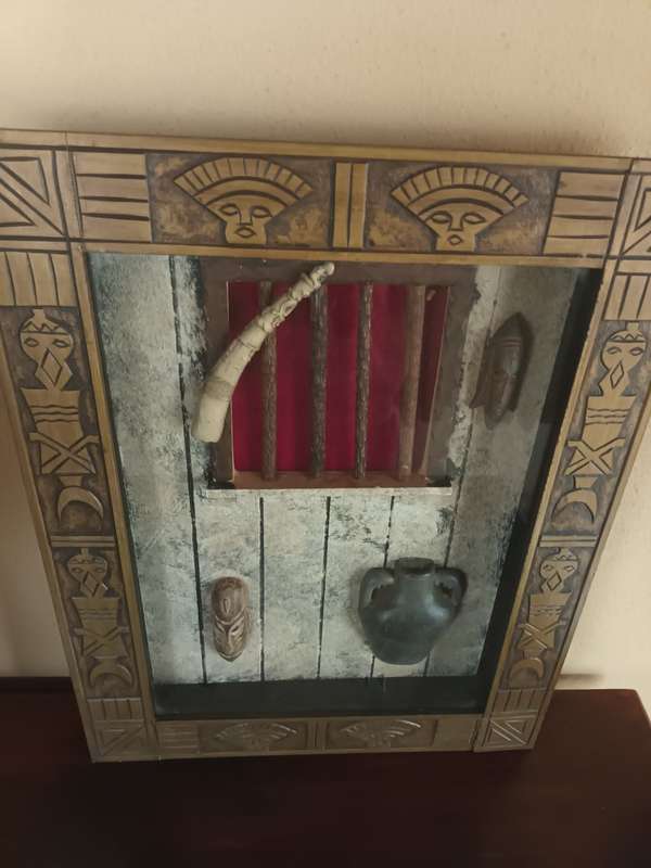 Box Frame with Three Dimensional Tribal Art