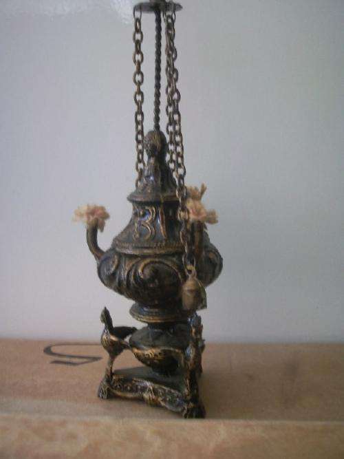 Antique 3 wick Whale Oil Lamp