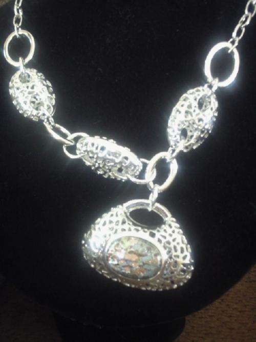 Fashion Silver Effect Handbag Pendant Necklace