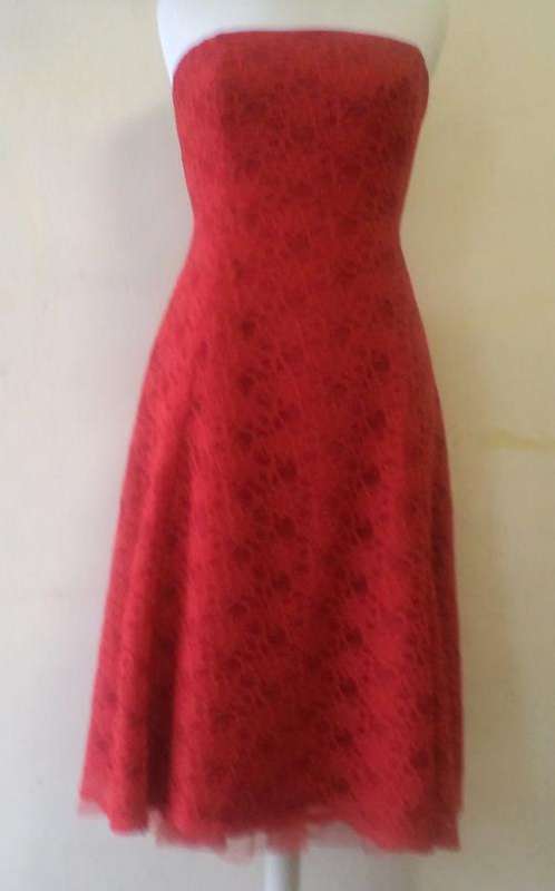 Scarlet Red Lace Strapless Cocktail Dress! (Classy Vintage Style)