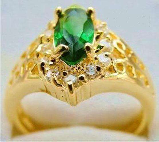Free shipping NEW NATURAL ELEGANT EMERALD 14KT YELLOW GOLD 1.7CT GEMSTONE RING
