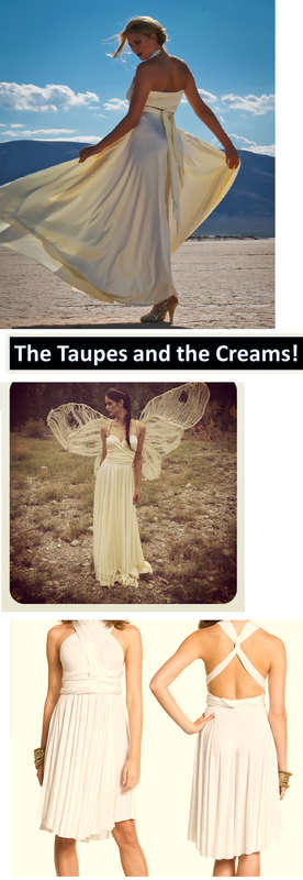 TAUPE/CREAM BRIDESMAIDS WRAP DRESS