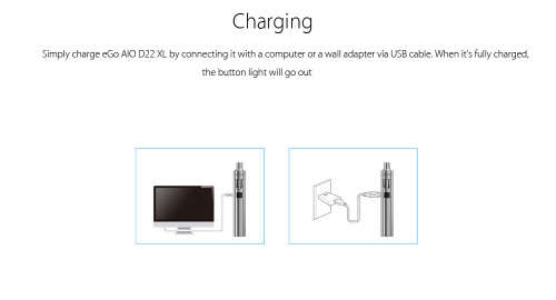 Joyetech eGo AIO D22 XL E Cigarette Starter Kit (2300 mAh) with 3 x 5ml E- Juice