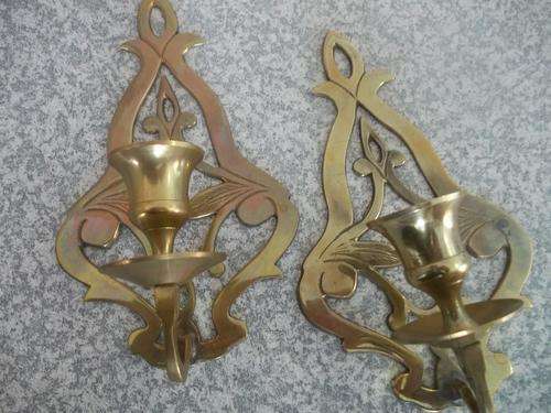 Candle coppe brass  wall stands  heavy hard to get start R1 ONLY