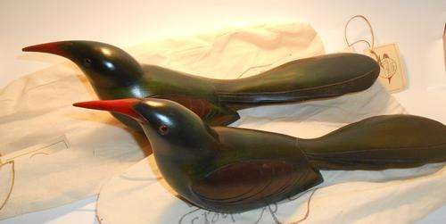 Feathers Of knysna Hand Painted Wood Pair of "Wood Hoopoe" Limited to 2000 Only