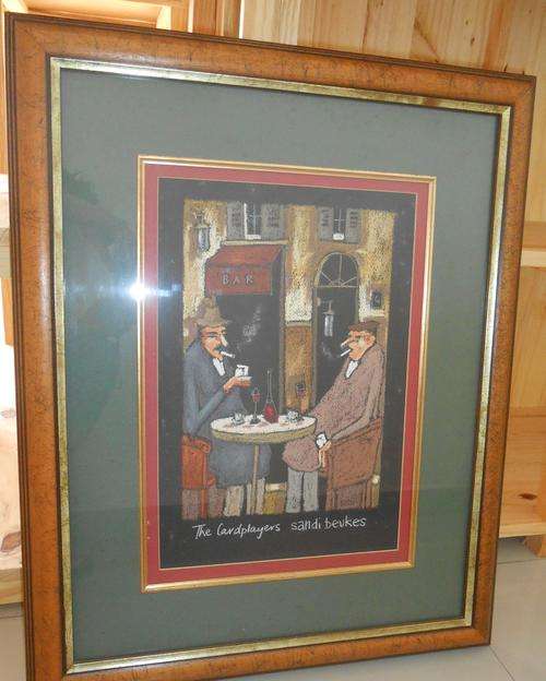 LATE ENTRY Sandy Beukes (1957-) "The Card players" original Pastel Framed