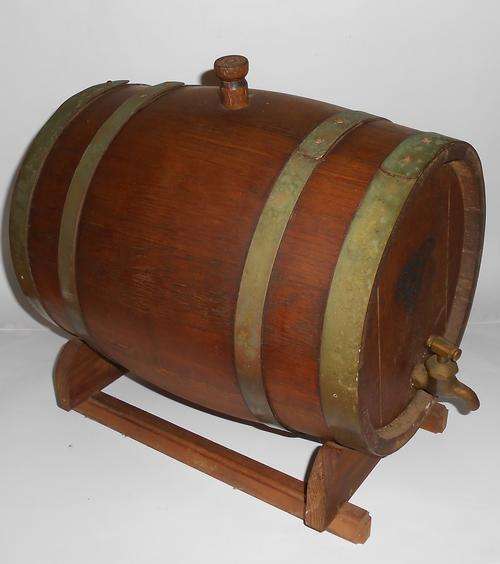 Antique Solid Wood and Brass Wine KEG
