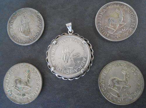 Lot of 5 x Silver 5 Shilling Pieces 5/