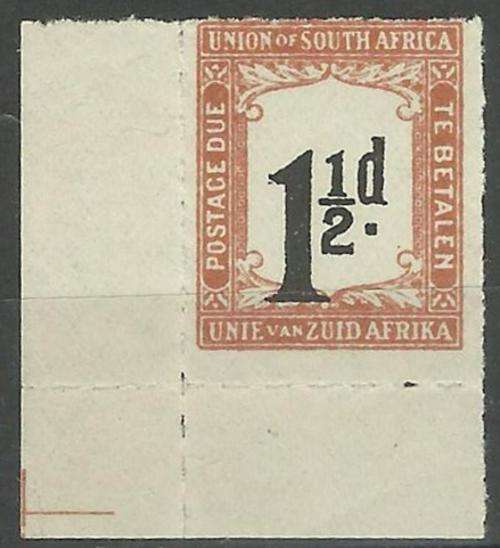 Union Postage Due 1.1/2D Rouletted with large downward shift of value MNH