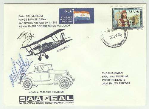 1988 SAA Wings and Wheels Day reenactment of first Arial mail drop signed Scarce