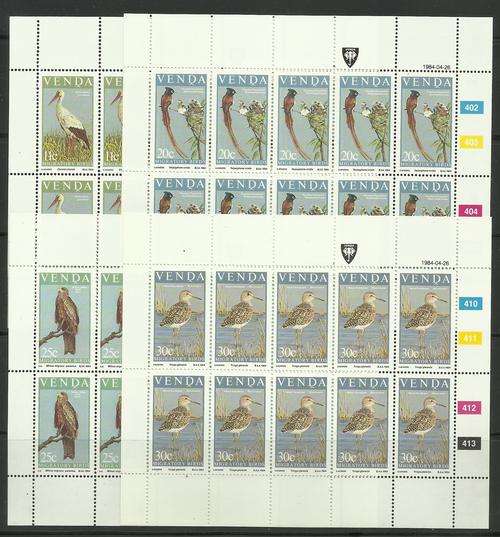 Venda 1984 Migratory Birds set in full sheets of 10 MNH