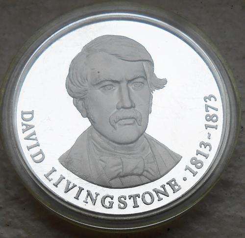 Sterling Silver David Livingstone Medallion 1813-1873 Proof Cameo in Capsule 15g