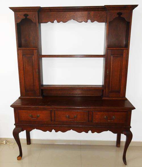Solid English Oak 2 Piece Cabinet 1850s