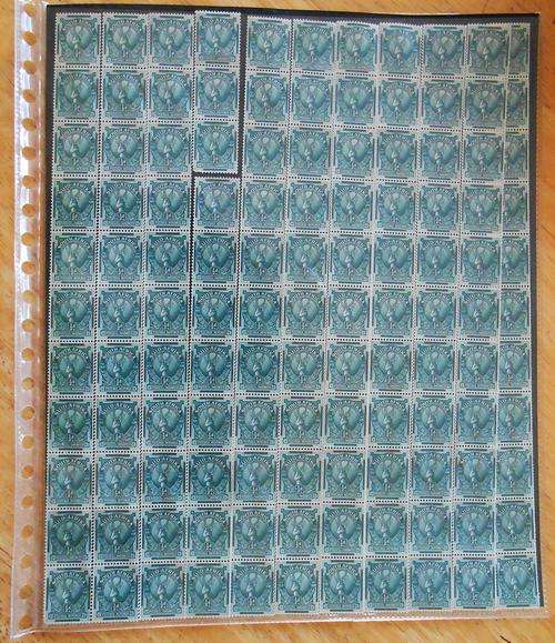 Union 1943 1/2D Mono Coils Reconstructed sheet of 240 in strips of 22 Rare with all listed varieties