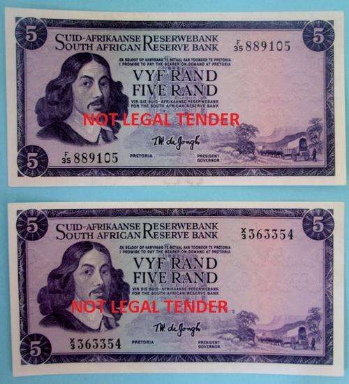 UNC TW de Jongh R5 and R5 Replacement Set 1st Issue