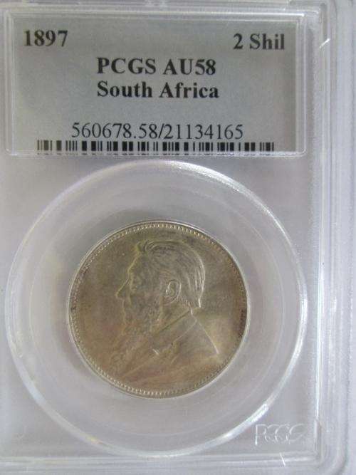 1897 ZAR Two Shilling AU58