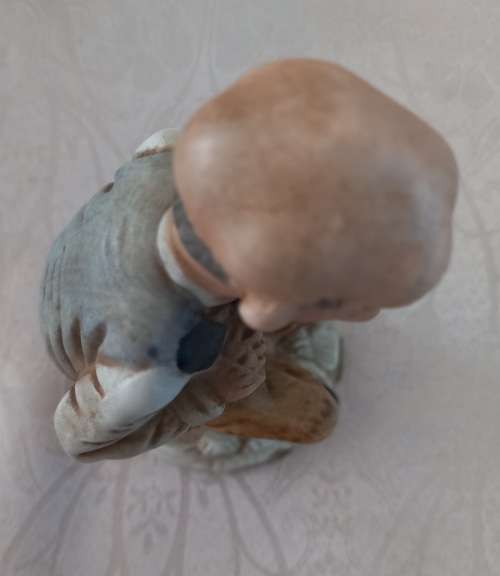 Vintage Rare - FBIA Bisque Porcelain Old Man Sitting on Bench with Cane/Pipe Hummel