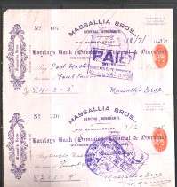 UNION OF SOUTH AFRICA-2 used cheques with embossed