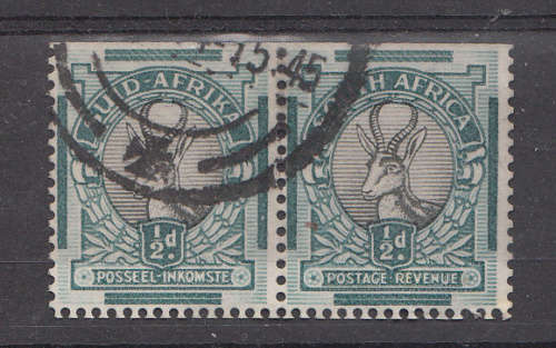 SA Union 1933/48 issue used  half penny SACC 55d with misscut perfs