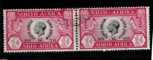 SA KGV silver jubileee 1d pair fine used
