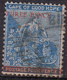 Cape of Good Hope used, overprint shifted to left as scanned
